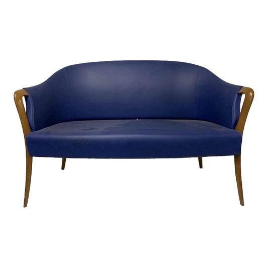 Mid-Century Giorgetti sofa with blue leather