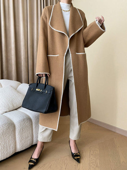 Double breasted hand sew camel coat