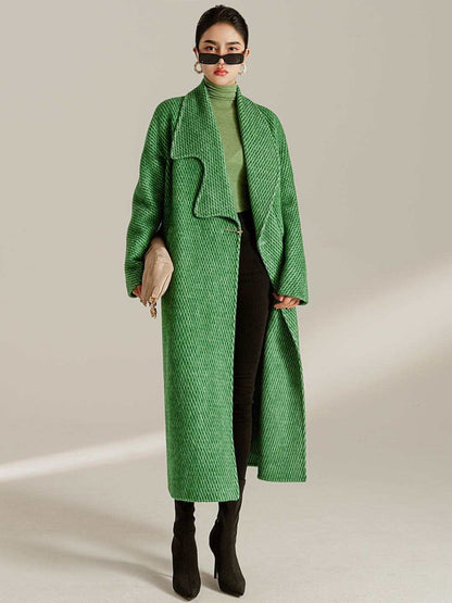 Winter long coat in green Australian wool