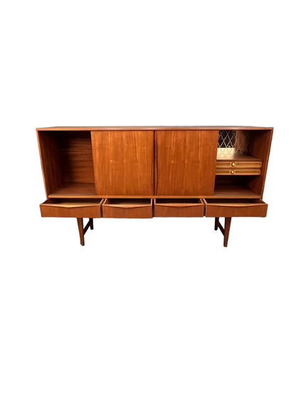 Mid Century teak high sideboard with storage drawers on the bottom
