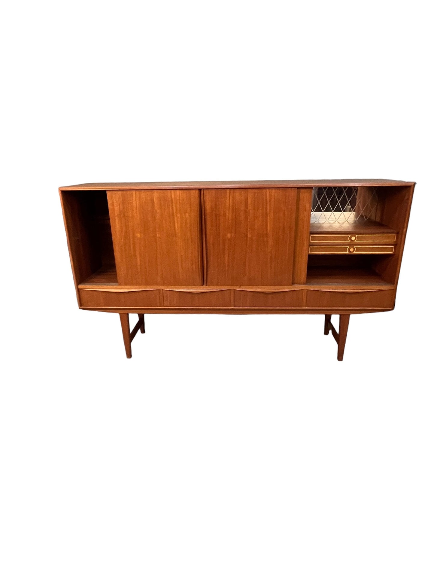 Mid Century teak high sideboard with storage drawers on the bottom