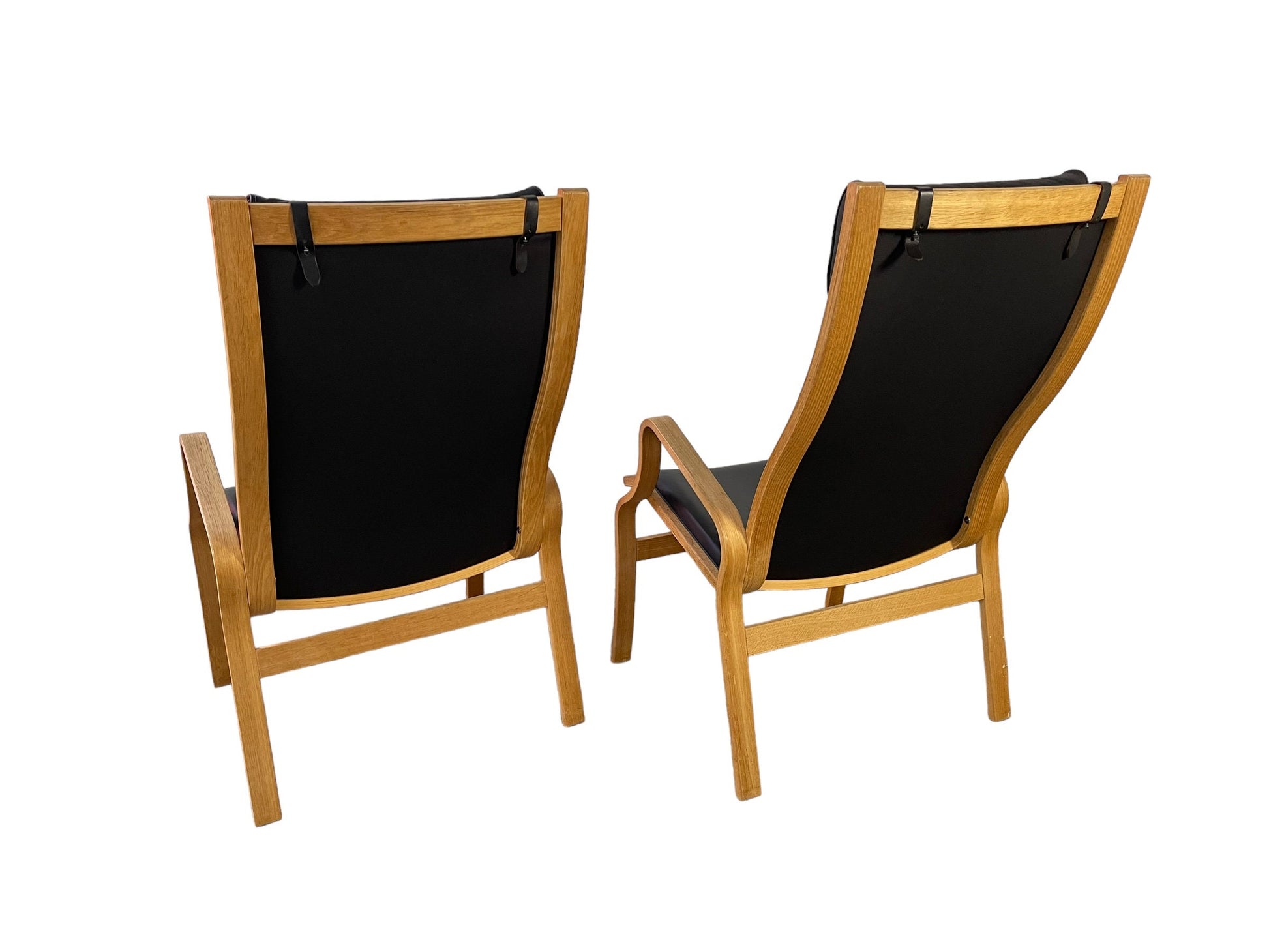 Mid-Century Leather bentwood lounge chairs (pair)