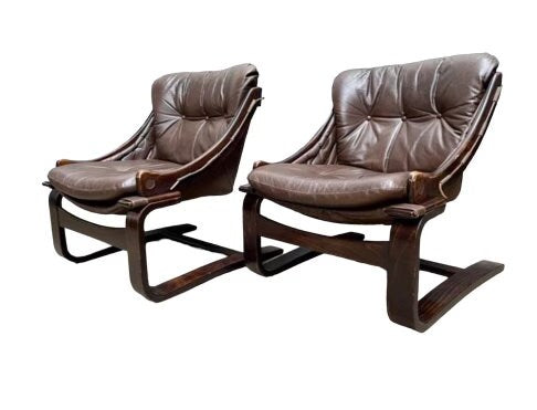 Mid-Century Norwegian Lounges, leather (pair)